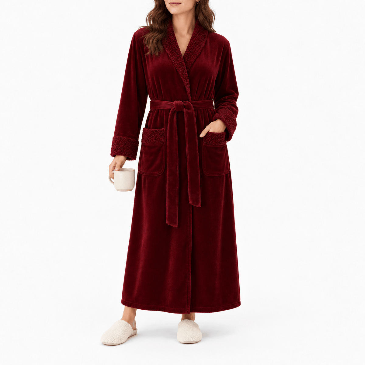 SNUG GILLY Dressing Gown For Women Fleece Burgundy