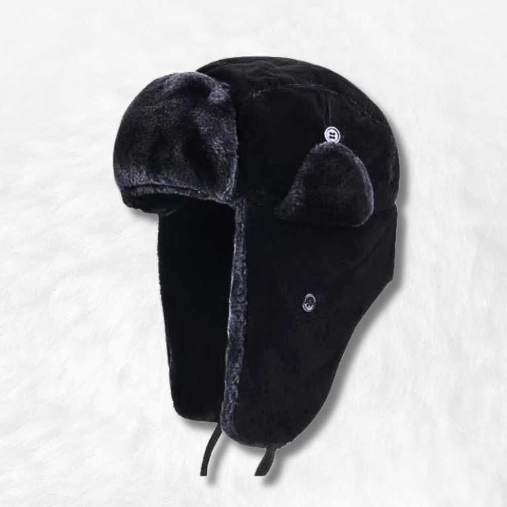 SNUG GILLY Black Faux Fur Ushanka Trapper Hat | Niamh