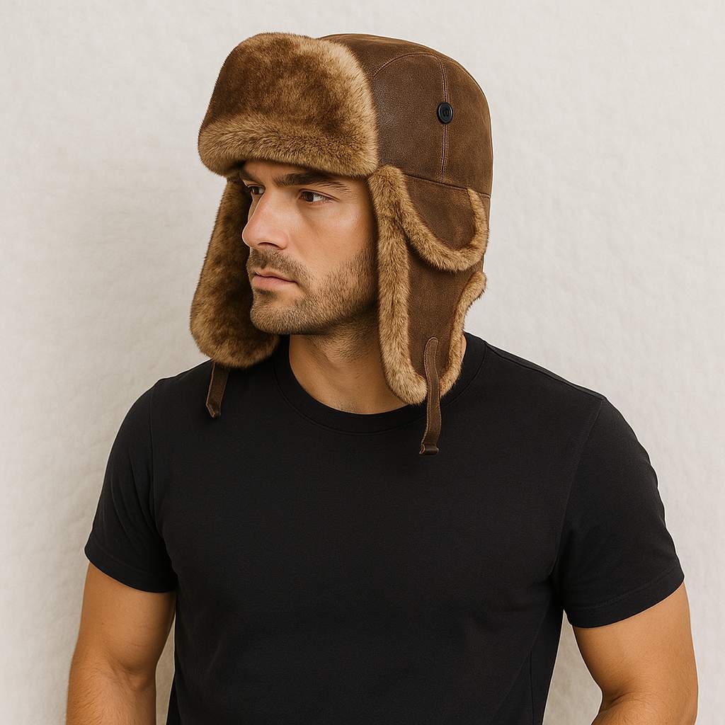 SNUG GILLY Brown Trapper Hat With Ear Flaps | Rebecca