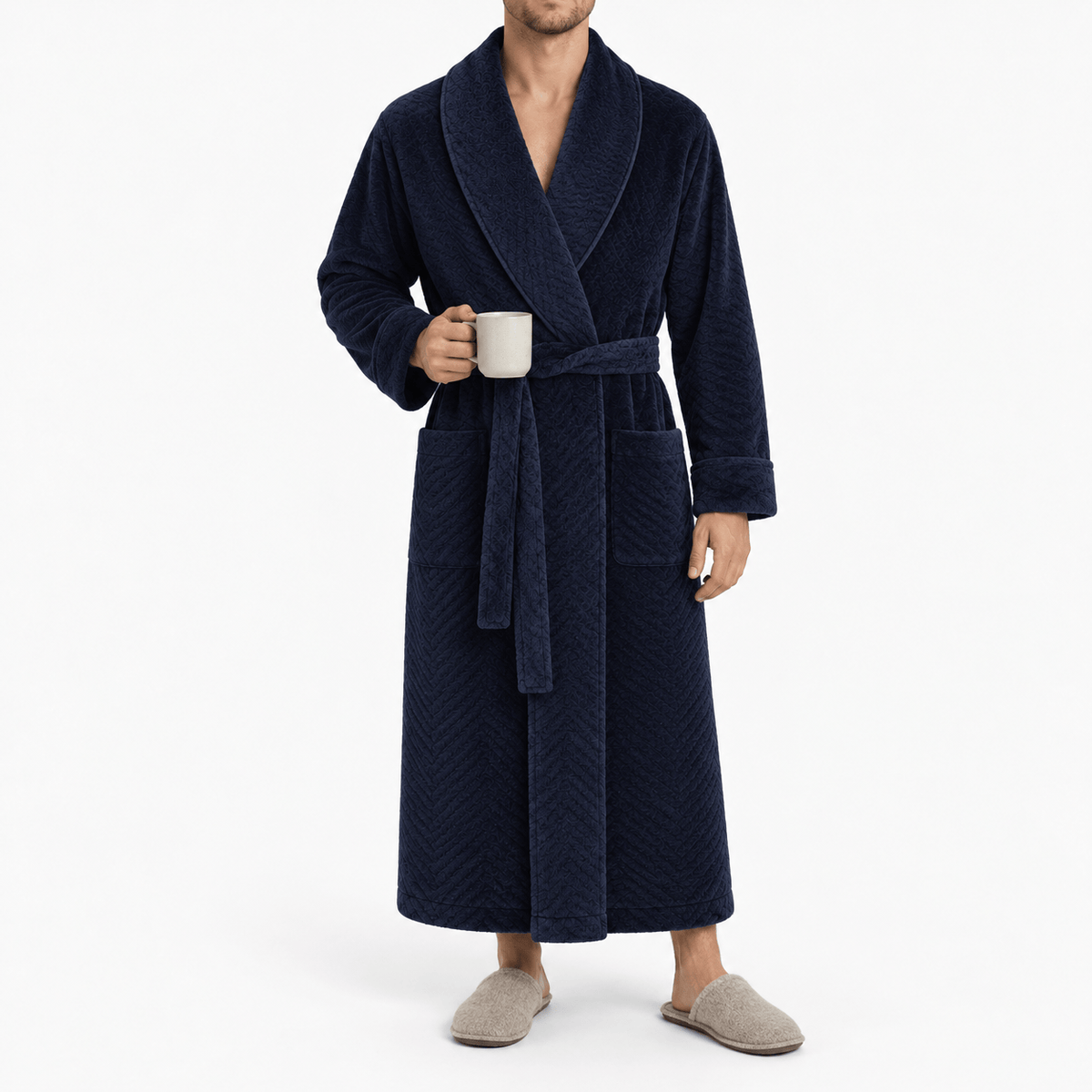 SNUG GILLY Dressing Gown For Men Fleece-Lined Velvet