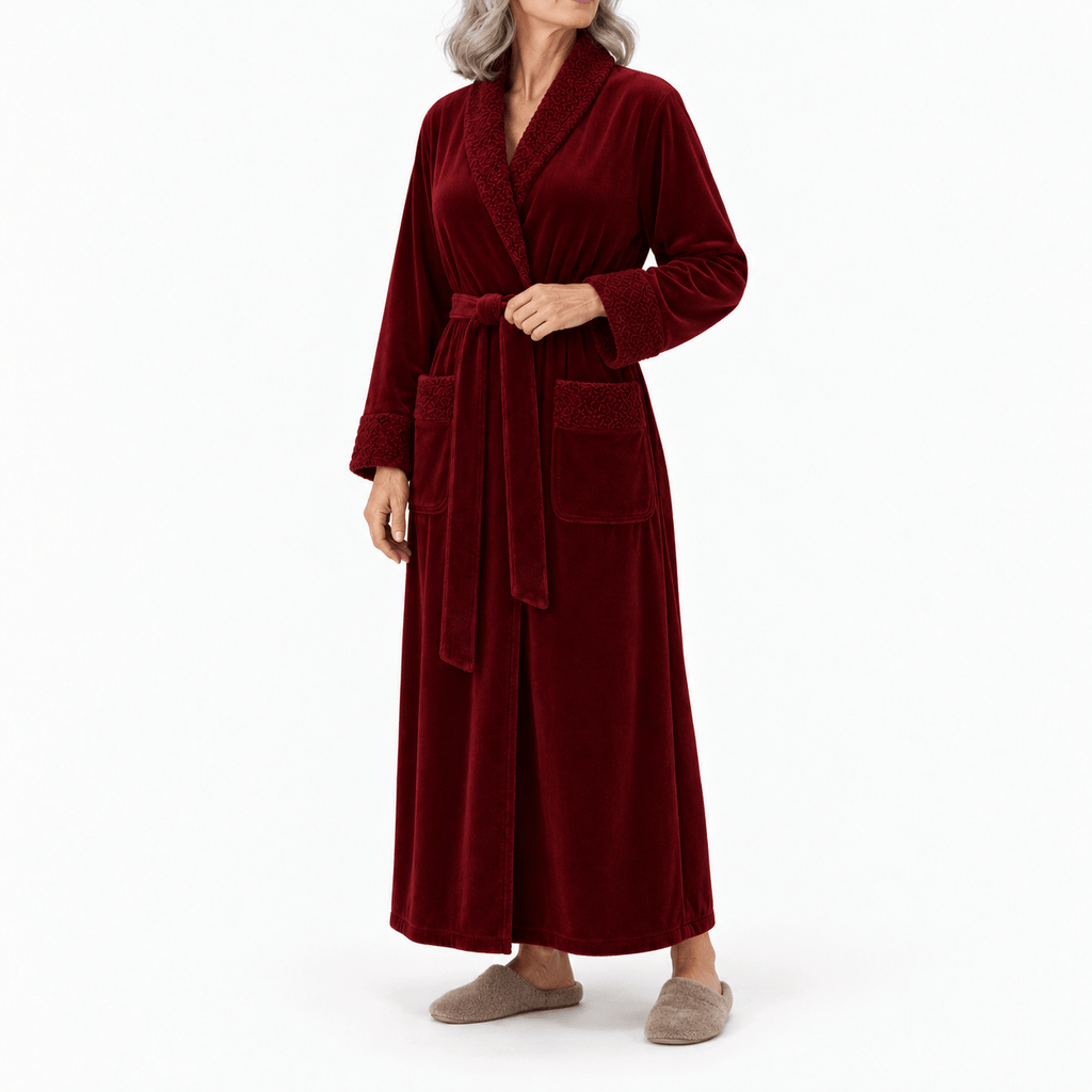 SNUG GILLY Dressing Gown For Women Fleece Burgundy