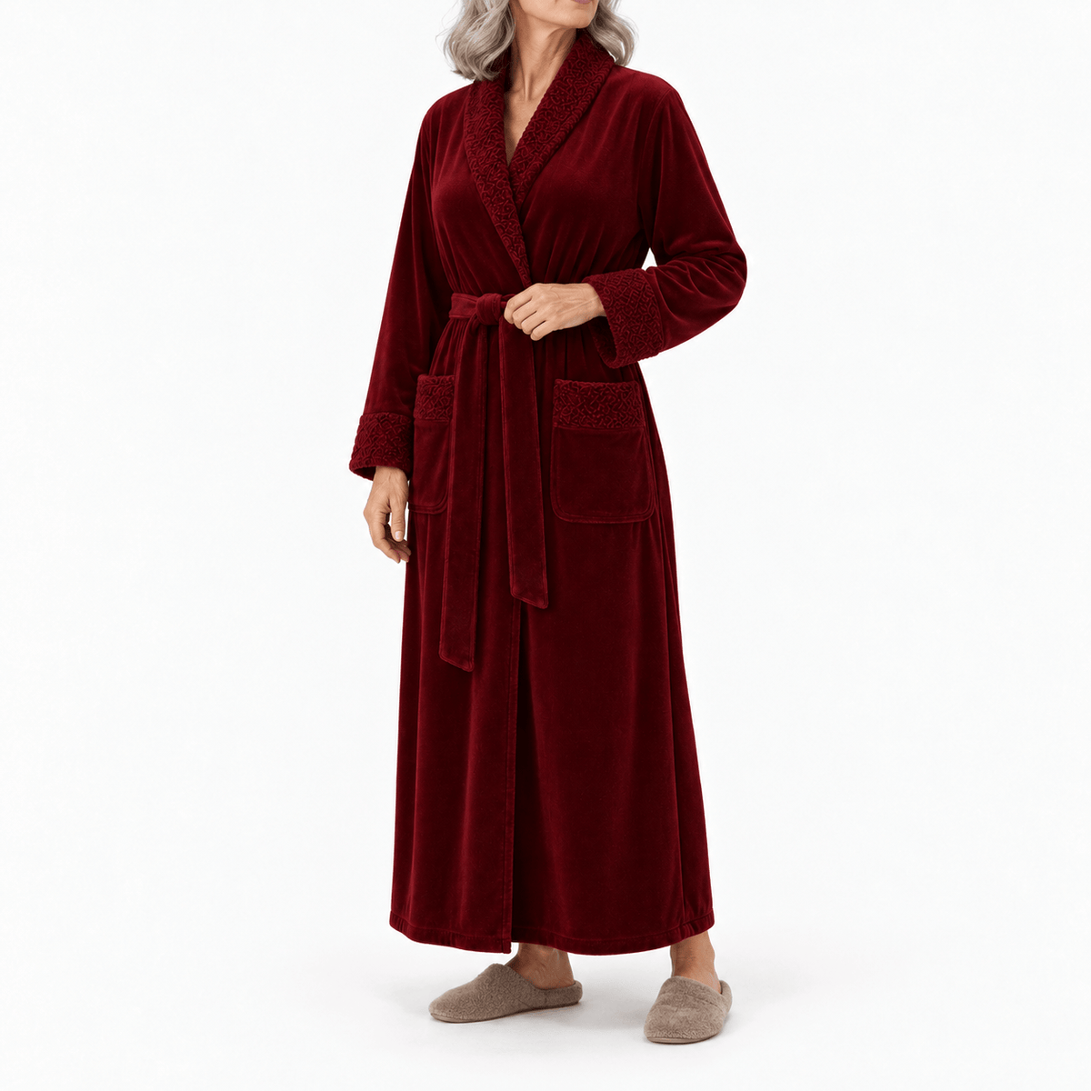 SNUG GILLY Dressing Gown For Women Fleece Burgundy