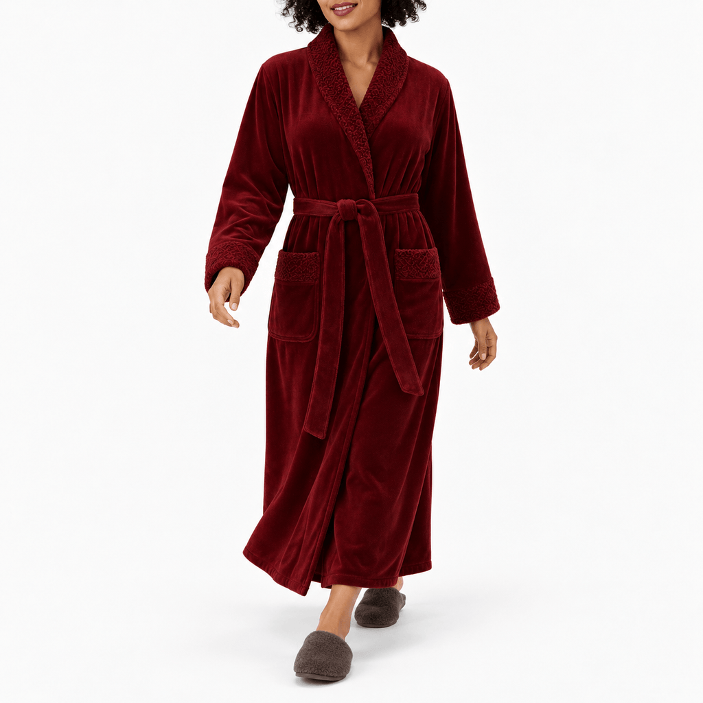 SNUG GILLY Dressing Gown For Women Fleece Burgundy
