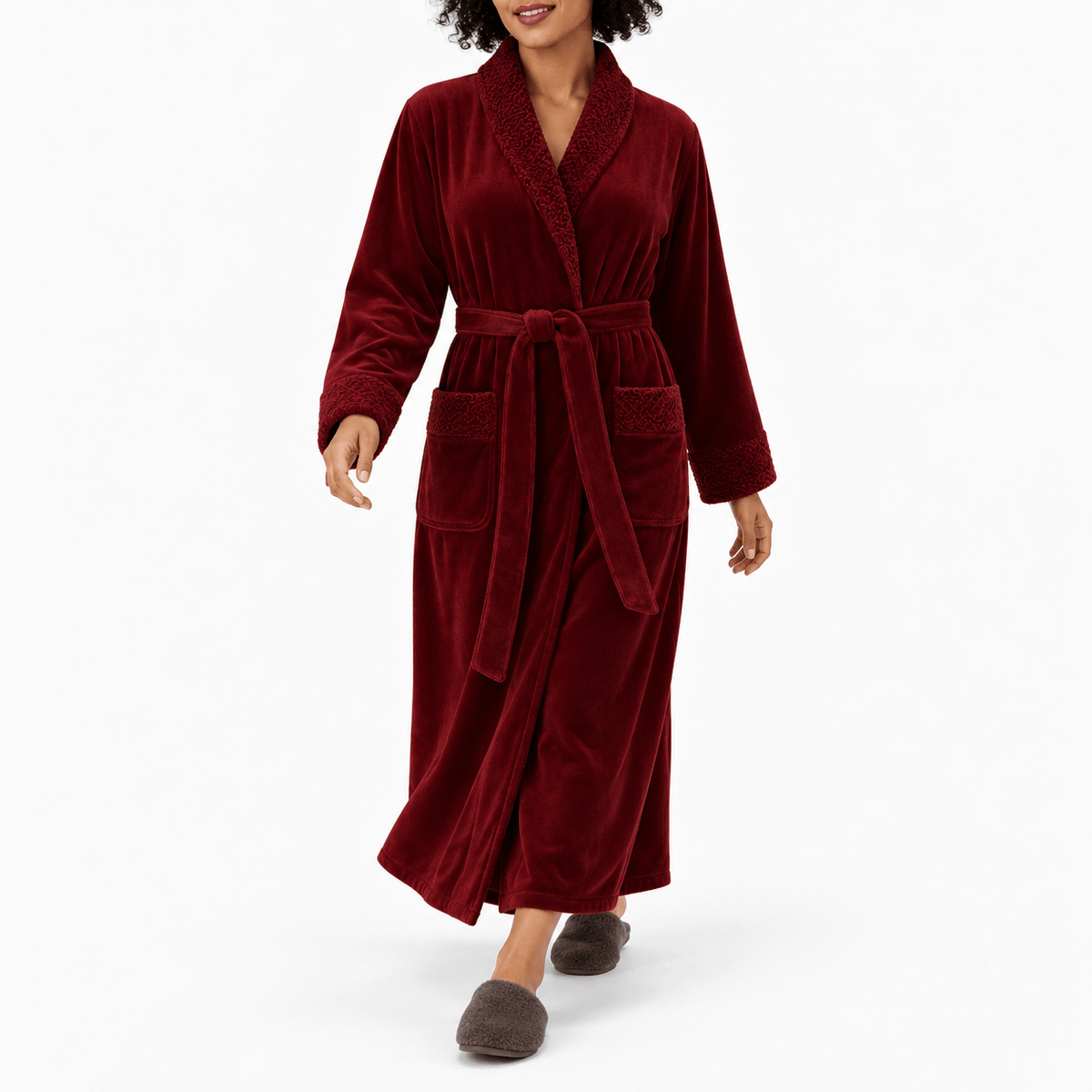 SNUG GILLY Dressing Gown For Women Fleece Burgundy