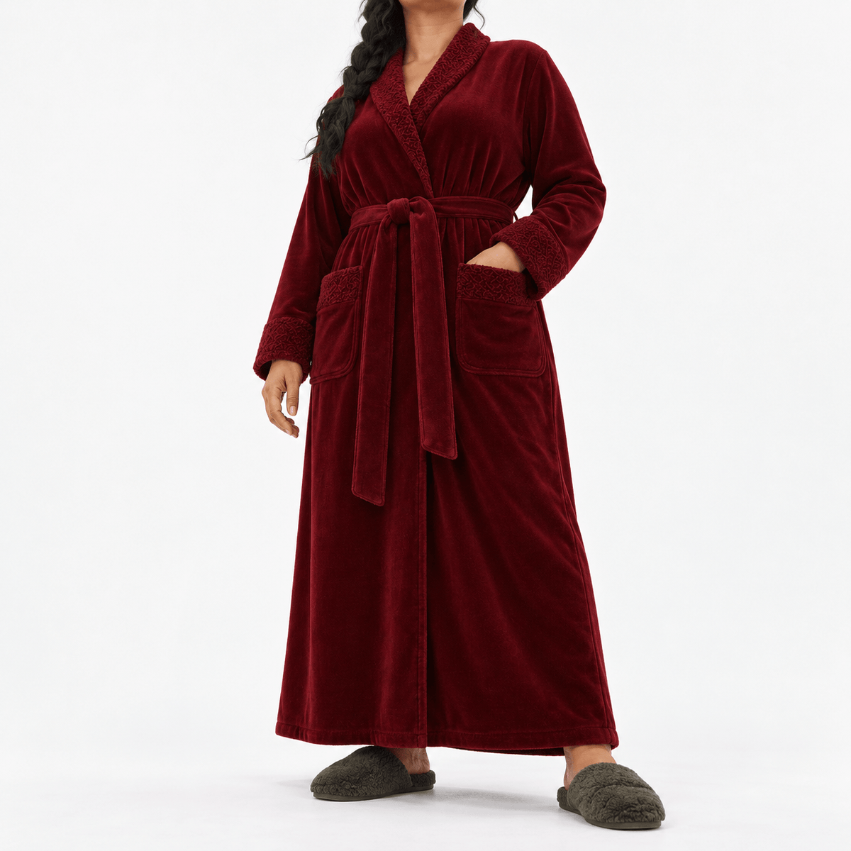 SNUG GILLY Dressing Gown For Women Fleece Burgundy