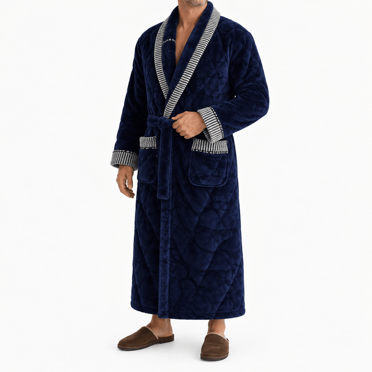 SNUG GILLY Dressing Gown Male Quilted Navy Blue