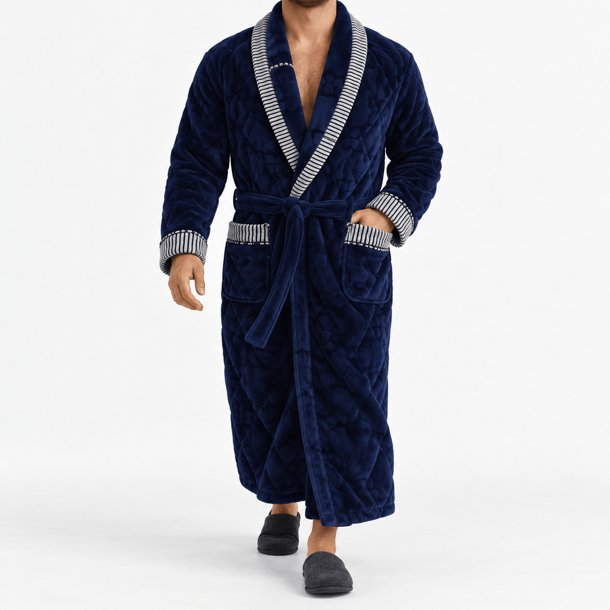 SNUG GILLY Dressing Gown Male Quilted Navy Blue