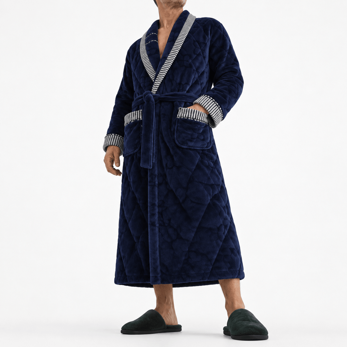 SNUG GILLY Dressing Gown Male Quilted Navy Blue