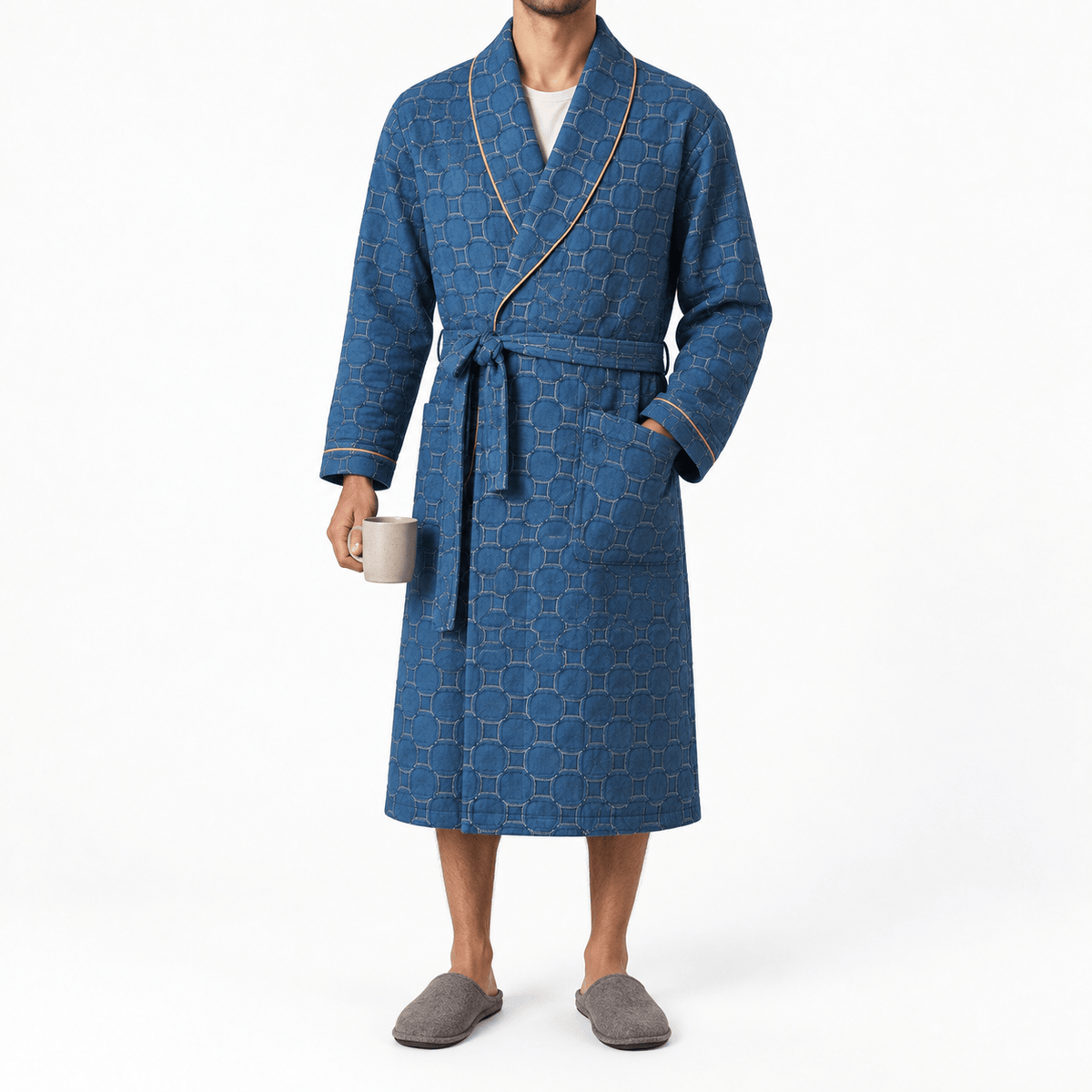 SNUG GILLY Dressing Gown Men'S Waffle Cotton Shawl Collar