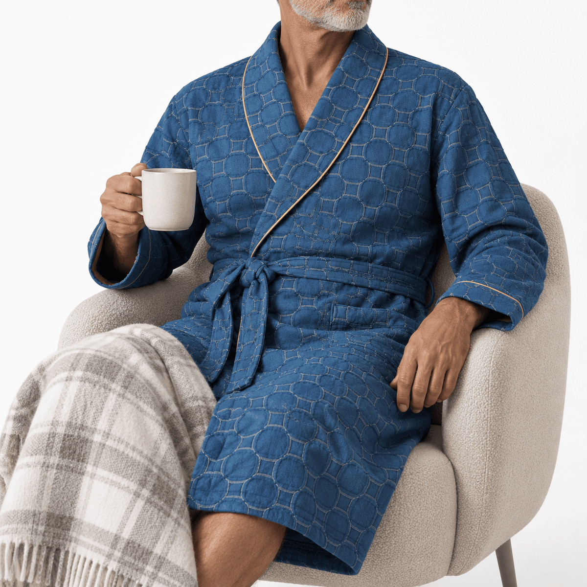 SNUG GILLY Dressing Gown Men'S Waffle Cotton Shawl Collar