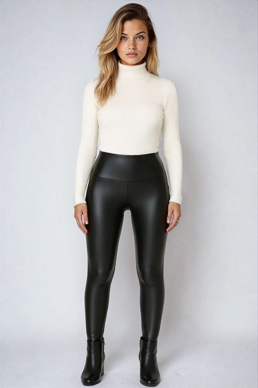 SNUG GILLY High Waisted Fleece Lined Faux Leather Leggings | Daniel