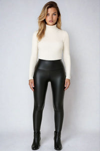 SNUG GILLY High Waisted Fleece Lined Faux Leather Leggings | Daniel