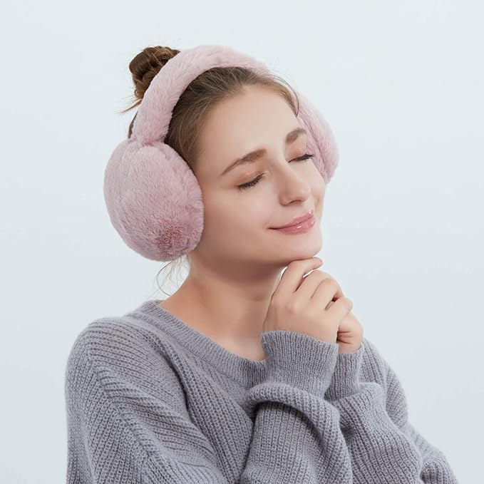 SNUG GILLY Pink Faux Fur Earmuffs With Flexible Band | Eleanor