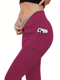 SNUG GILLY Women's High Waisted Fleece Lined Pocket Leggings | George