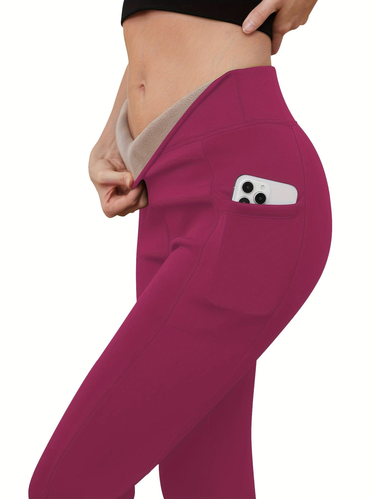 SNUG GILLY Women's High Waisted Fleece Lined Pocket Leggings | George