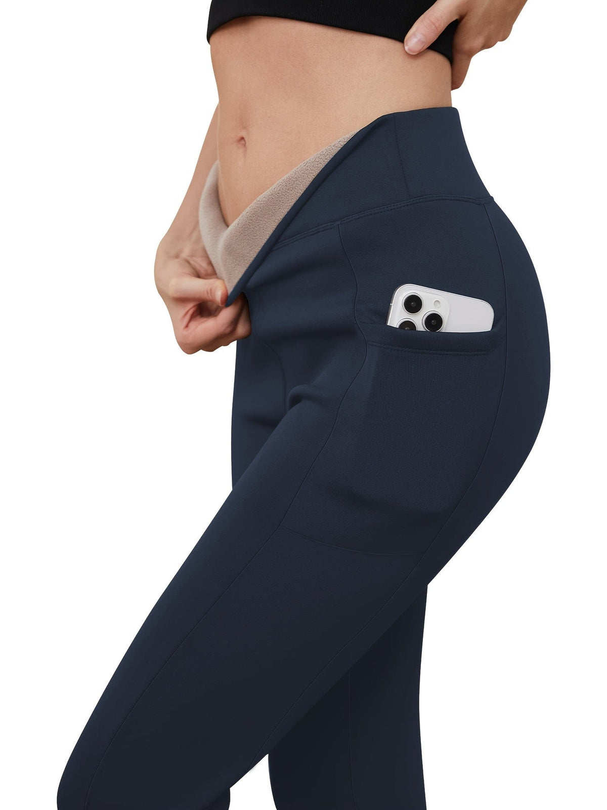 SNUG GILLY Women's High Waisted Fleece Lined Pocket Leggings | George