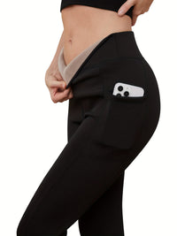 SNUG GILLY Women's High Waisted Fleece Lined Pocket Leggings | George