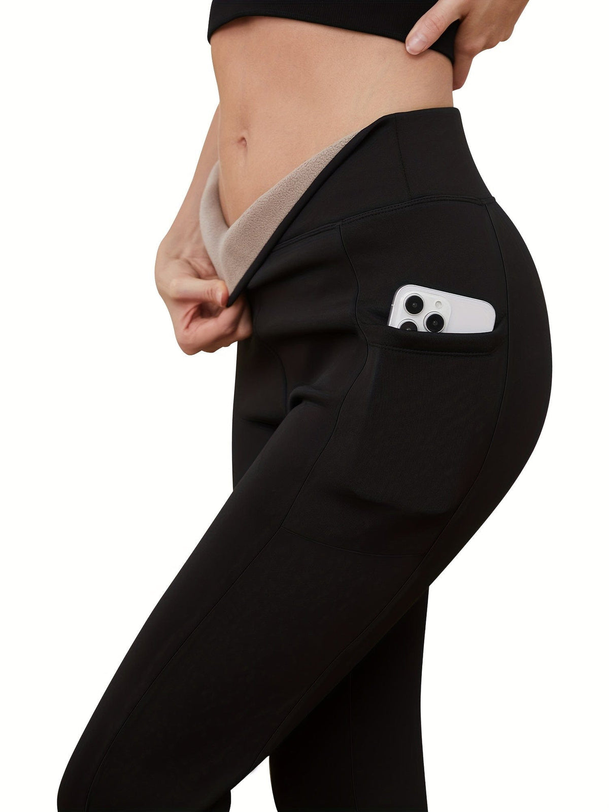 SNUG GILLY Women's High Waisted Fleece Lined Pocket Leggings | George